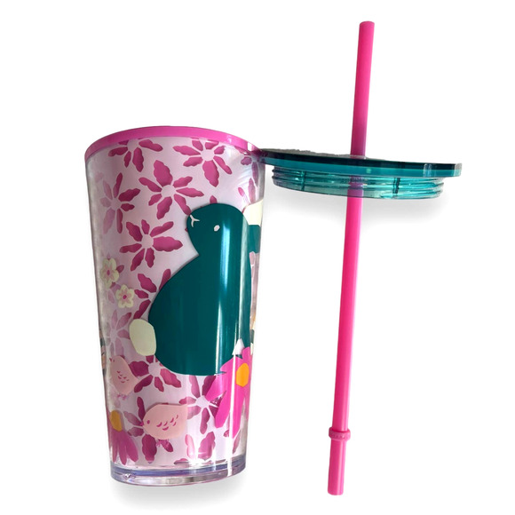 Starbucks 2023 Easter Spring Pink Mod Bunny Floral Tumbler 16oz Grande Cup NWT - Picture 10 of 12